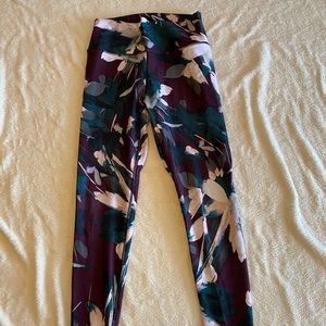 Fabletics Teal/Plum/Pale Pink Floral Leggings